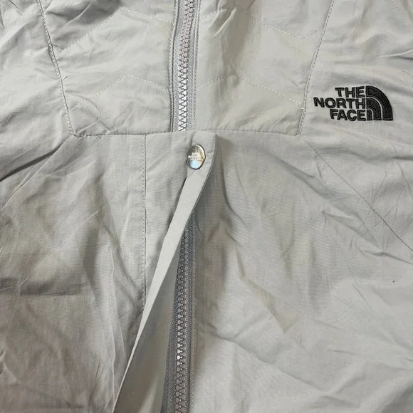 The North Face Womens Jacket S Grey Hooded Windbreaker Newspaper Print Lining - Picture 4 of 10